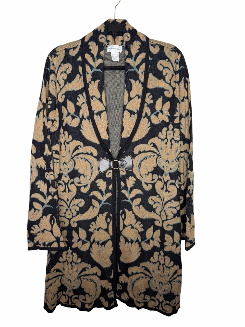 SOFT SURROUNDINGS / D'orsay Tan Jacquard Printed  Cardigan Sweater Coat / XL